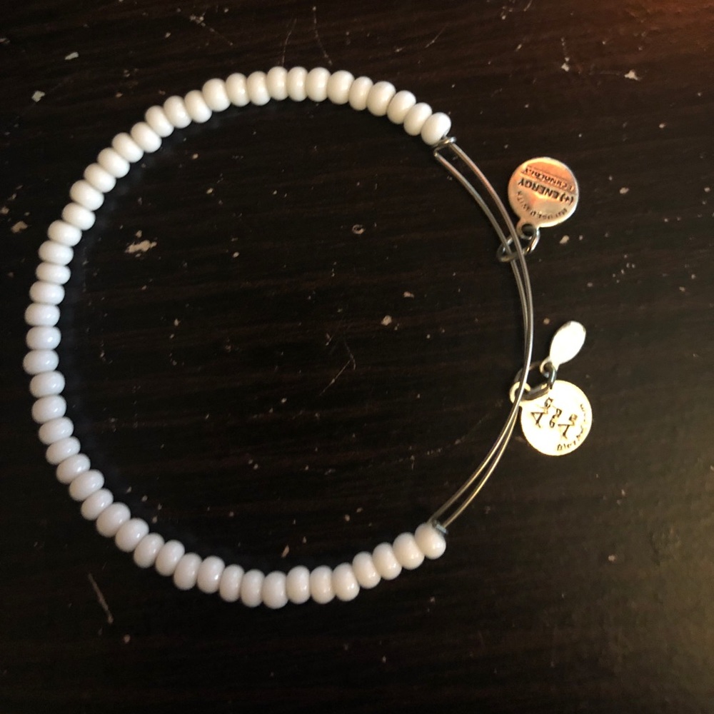 White beaded Alex and Ani Bracelet